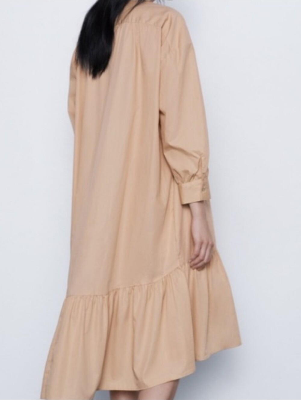 Zara Sand Color Ruffled Poplin Dress - Picture 8 of 10